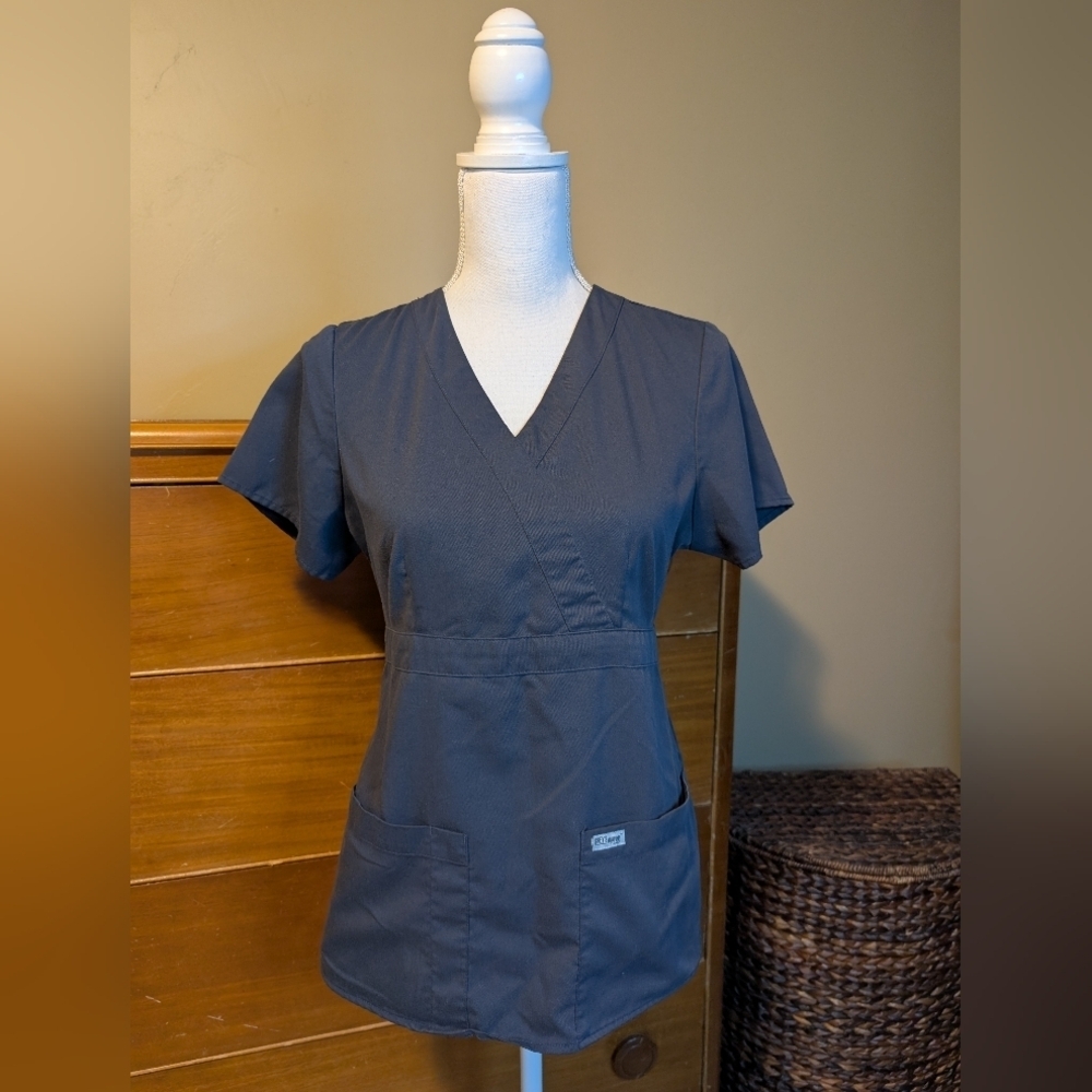 GREYS ANATOMY by Barco Blue Fitted Scrub Top Small - Picture 2 of 11